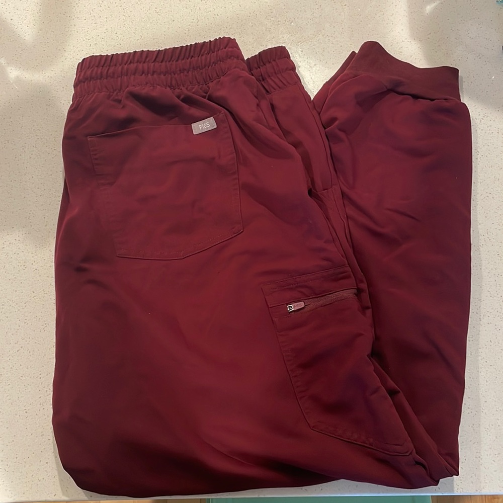 Figs High Waisted Zamora Joggers Scrub Bottoms XXL Burgundy